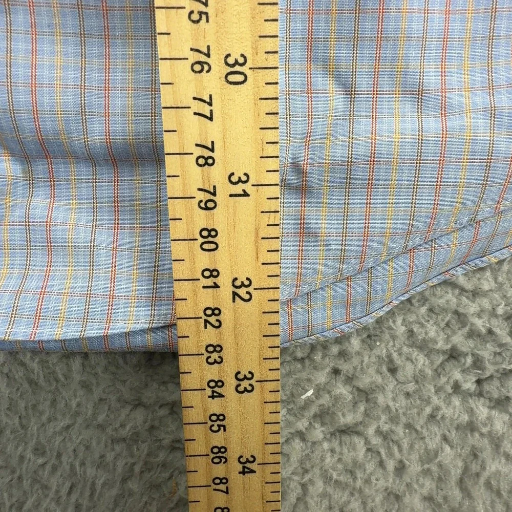 Brooks Brothers Classic Mens 18 34 Blue Plaid Supima Cotton Non Iron Dress Shirt